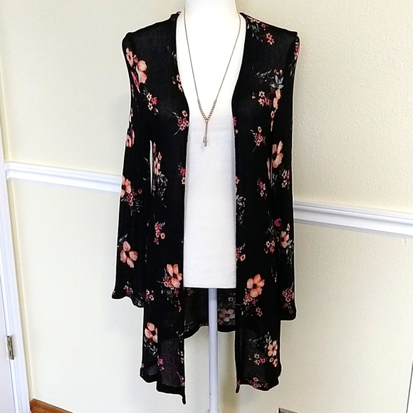 Divided by H&M Long Floral Open Front Cardigan - Picture 1 of 6